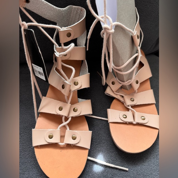 Forever 21 real leather lace up wedge sandal - Picture 3 of 4